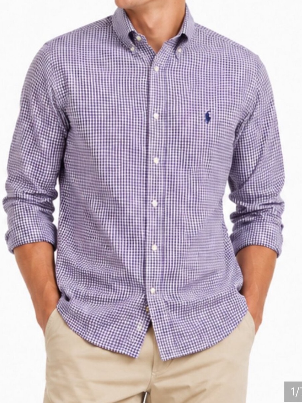 Ralph Lauren Gingham Purple/White Button Down Size Medium